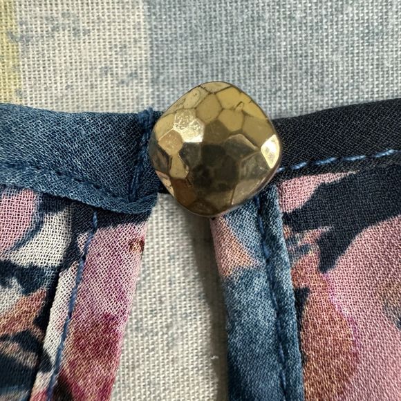 Thalia & Sodi Floral Neck Gold Link Long Sleeve Blouse Women's XL - Picture 10 of 16